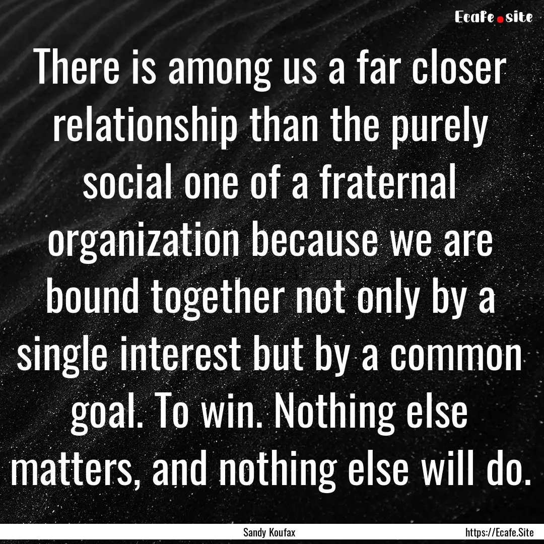 There is among us a far closer relationship.... : Quote by Sandy Koufax