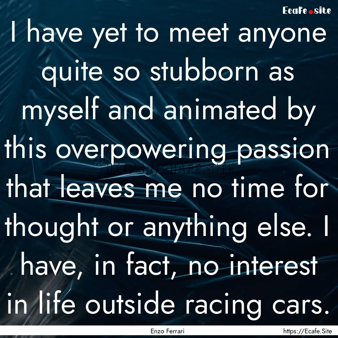 I have yet to meet anyone quite so stubborn.... : Quote by Enzo Ferrari