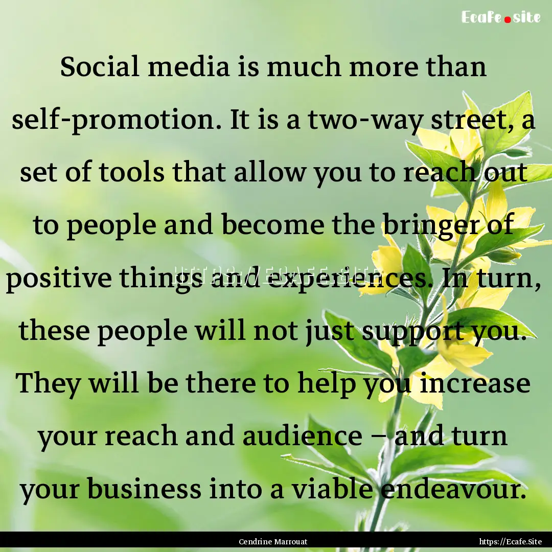 Social media is much more than self-promotion..... : Quote by Cendrine Marrouat