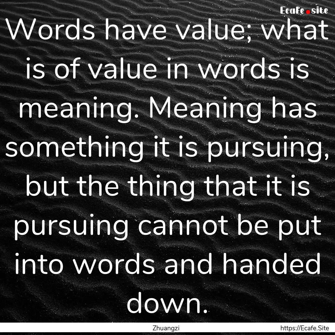 Words have value; what is of value in words.... : Quote by Zhuangzi