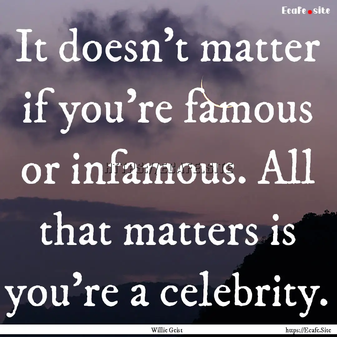 It doesn't matter if you're famous or infamous..... : Quote by Willie Geist