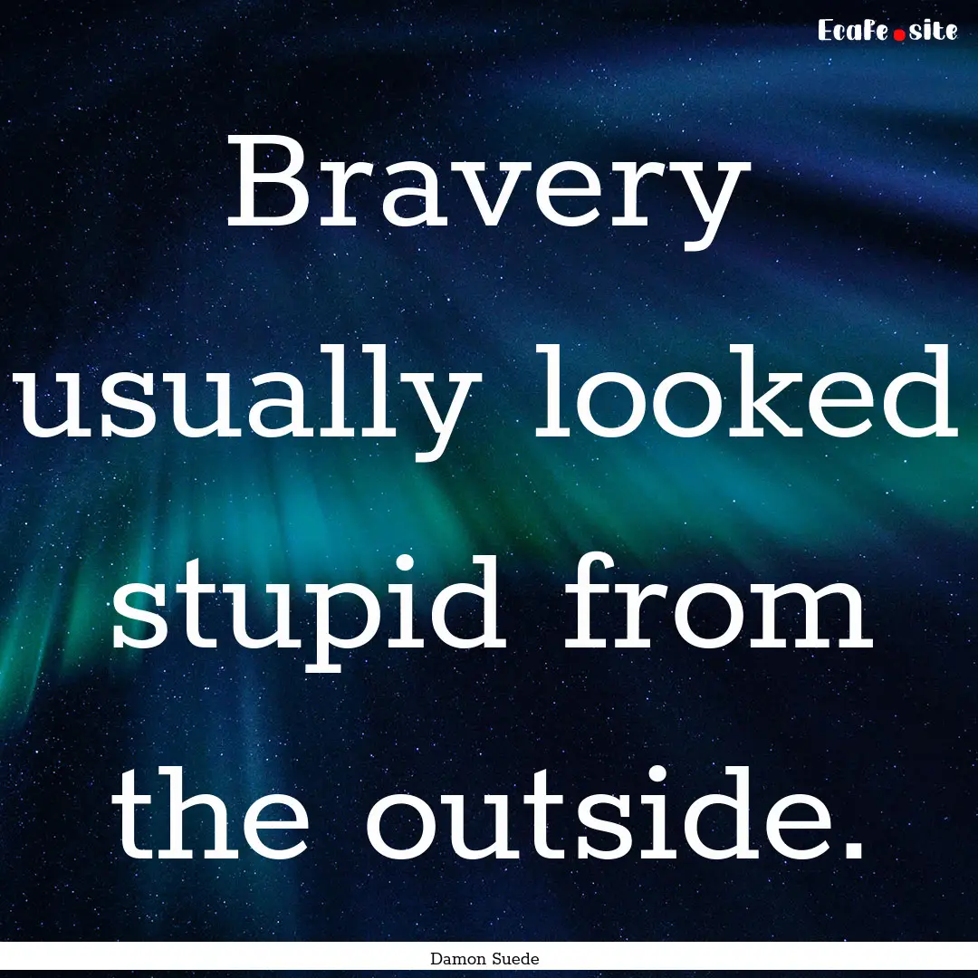 Bravery usually looked stupid from the outside..... : Quote by Damon Suede