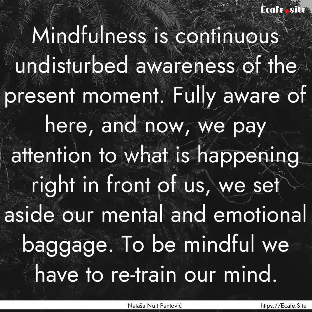 Mindfulness is continuous undisturbed awareness.... : Quote by Nataša Nuit Pantović