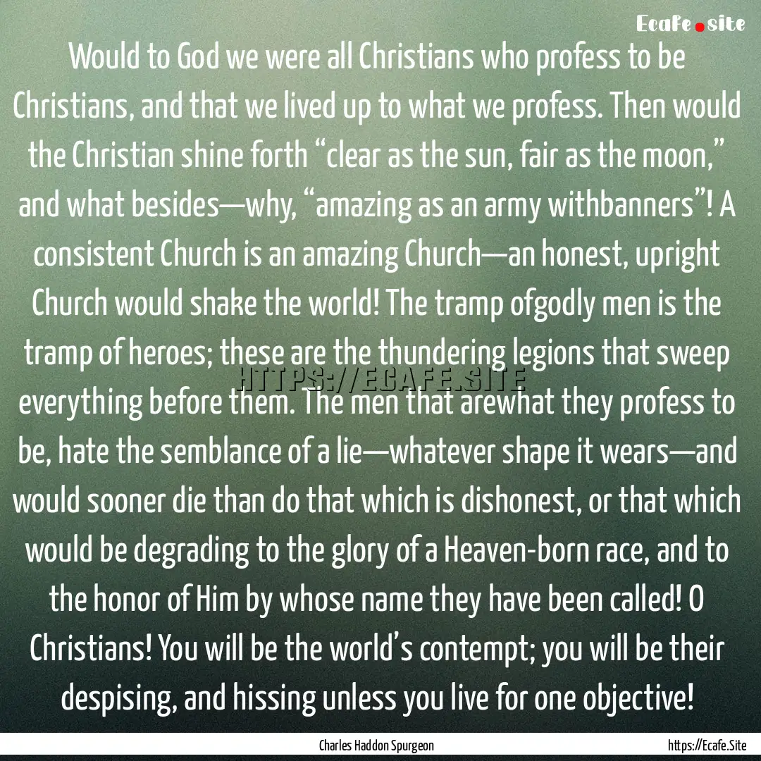 Would to God we were all Christians who profess.... : Quote by Charles Haddon Spurgeon