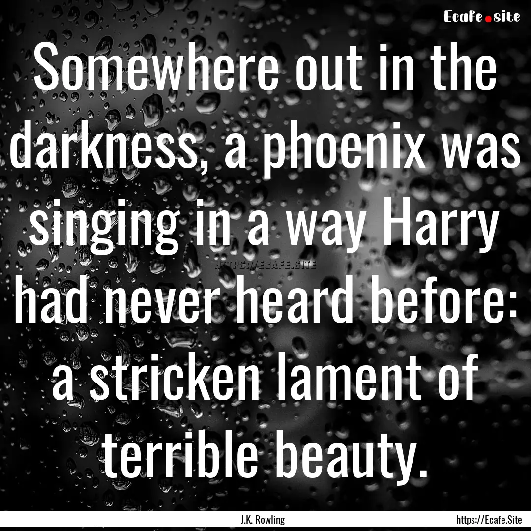 Somewhere out in the darkness, a phoenix.... : Quote by J.K. Rowling