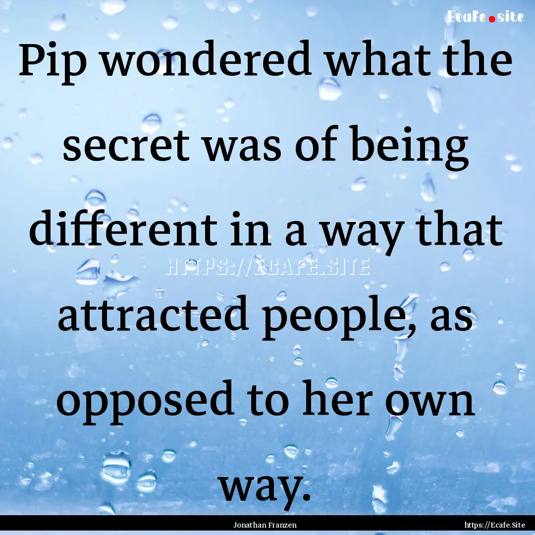 Pip wondered what the secret was of being.... : Quote by Jonathan Franzen