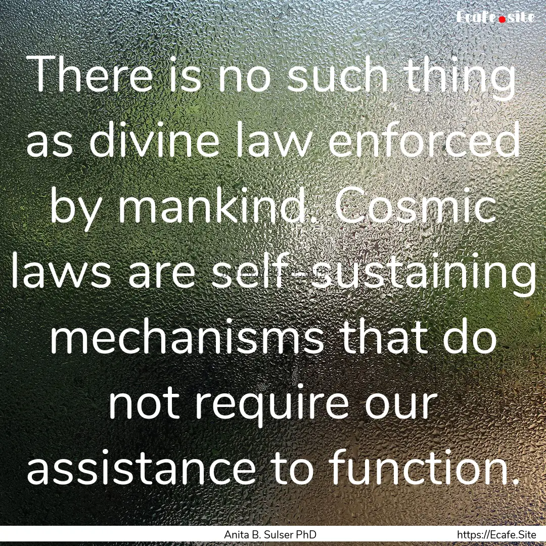 There is no such thing as divine law enforced.... : Quote by Anita B. Sulser PhD