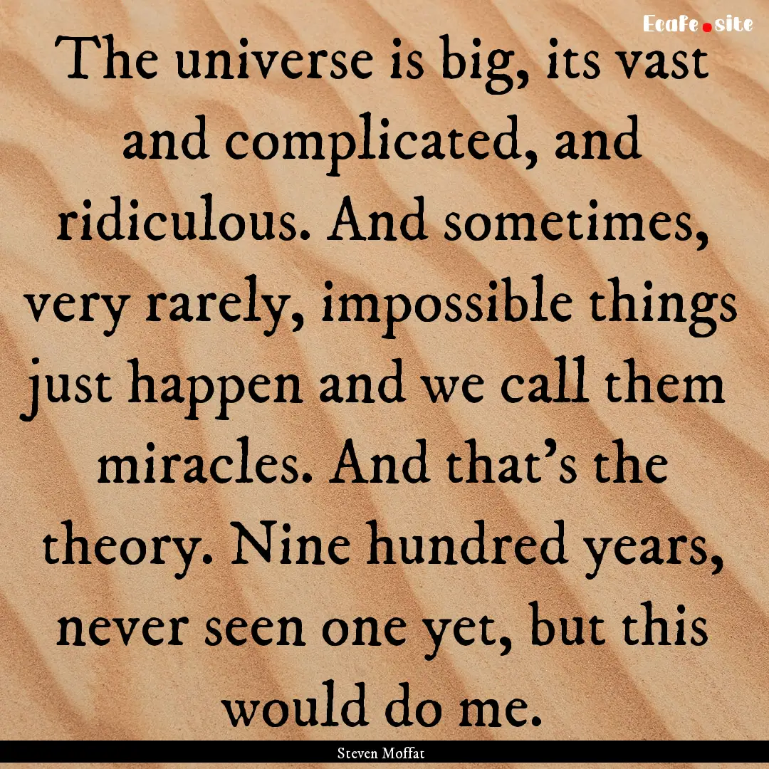 The universe is big, its vast and complicated,.... : Quote by Steven Moffat