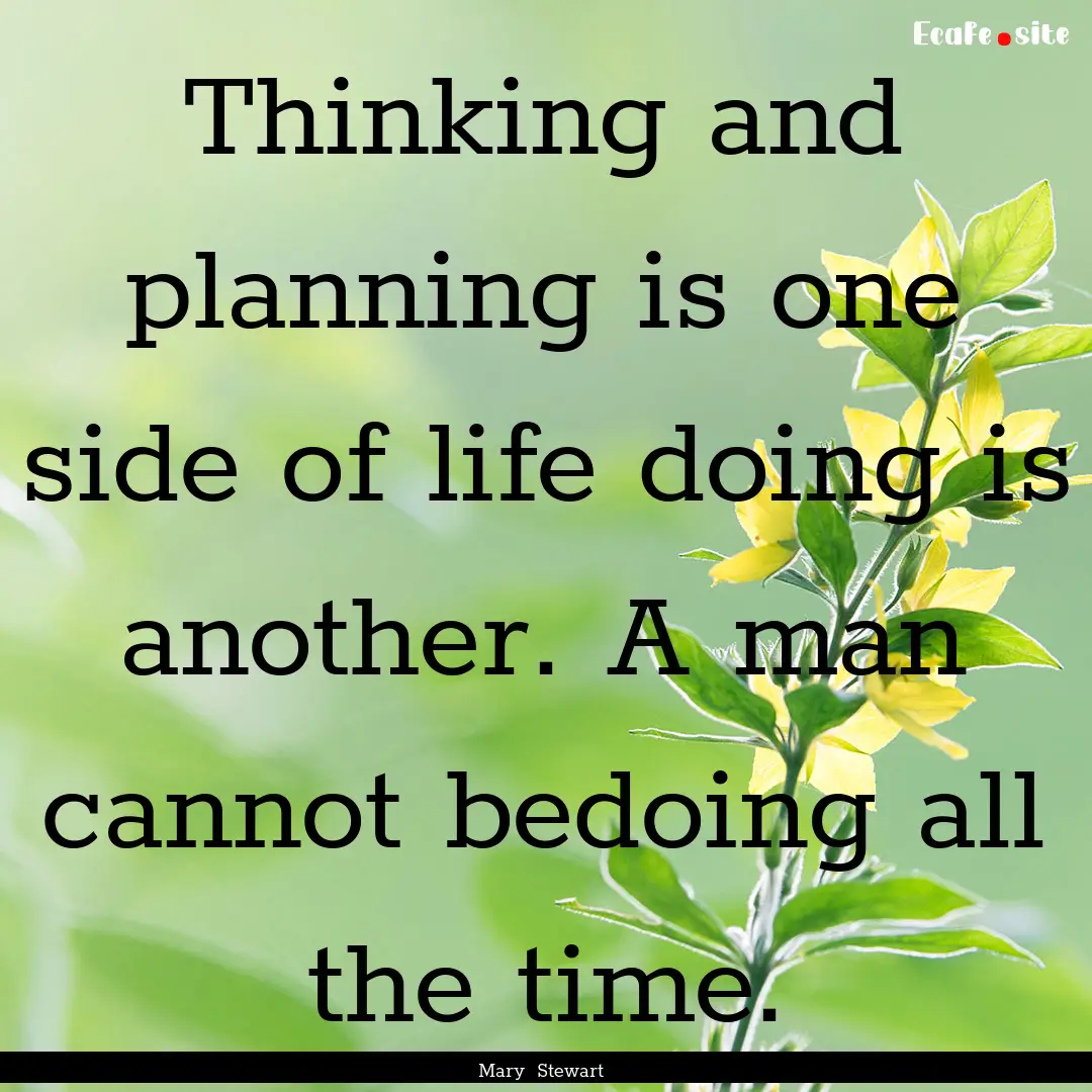 Thinking and planning is one side of life.... : Quote by Mary Stewart