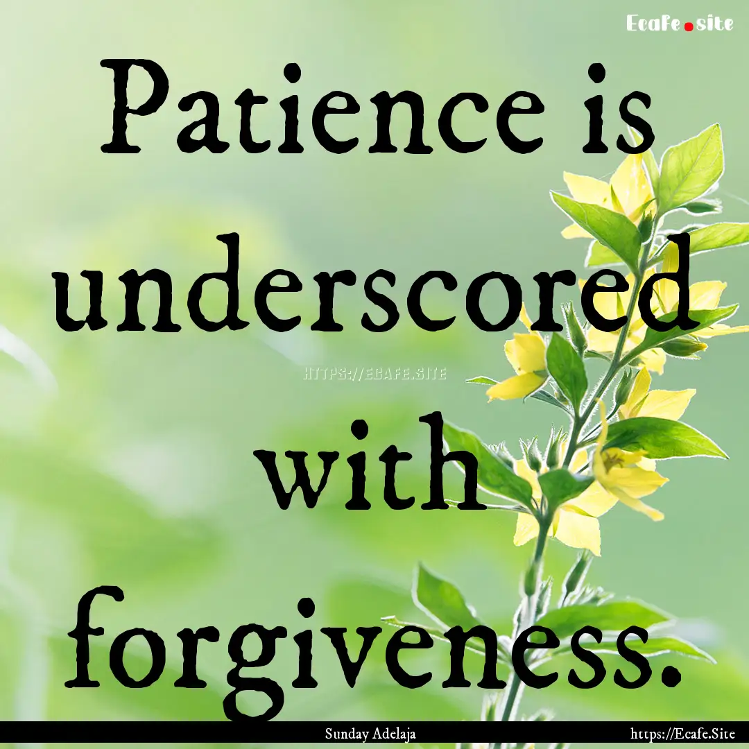 Patience is underscored with forgiveness..... : Quote by Sunday Adelaja