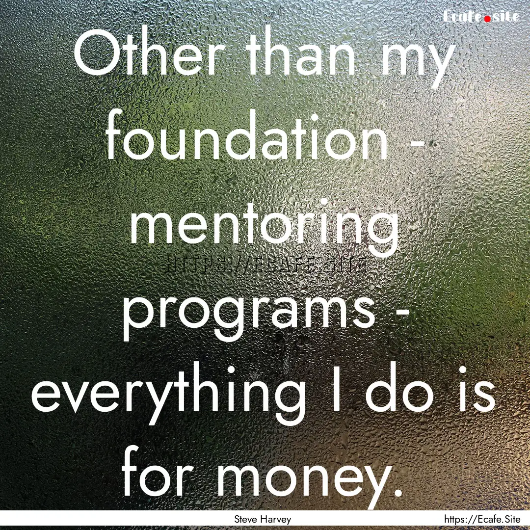 Other than my foundation - mentoring programs.... : Quote by Steve Harvey