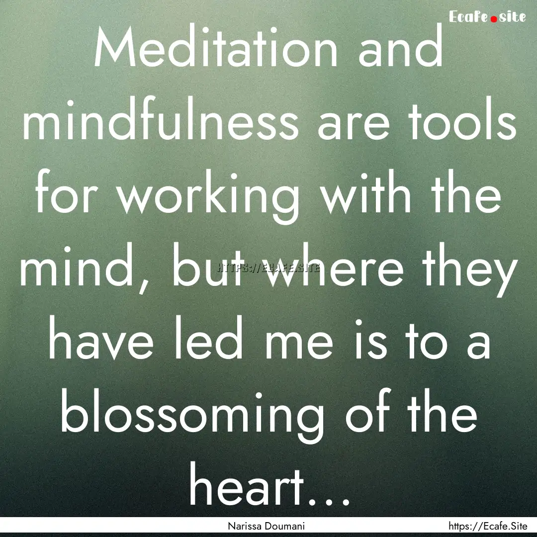 Meditation and mindfulness are tools for.... : Quote by Narissa Doumani