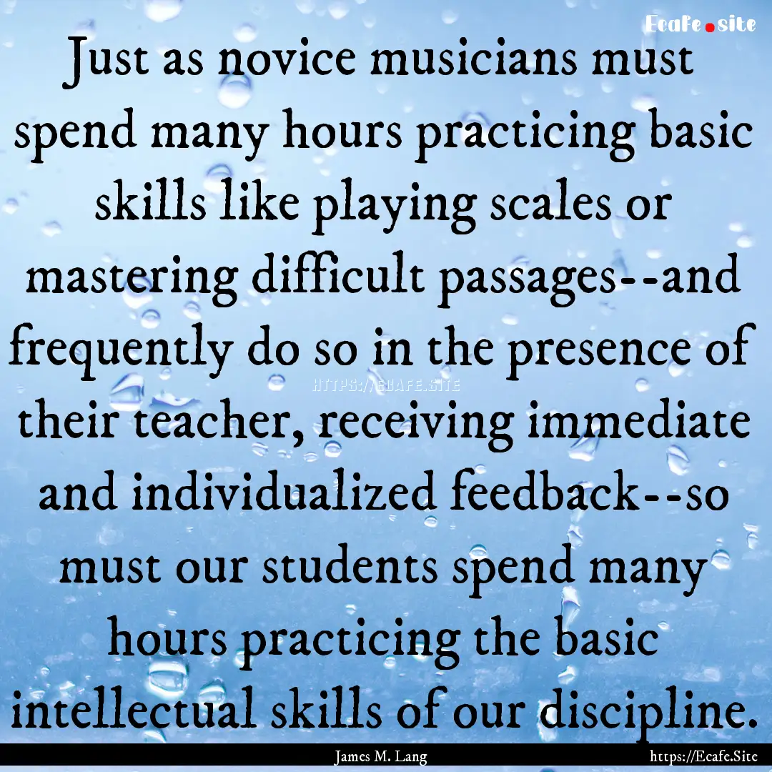 Just as novice musicians must spend many.... : Quote by James M. Lang