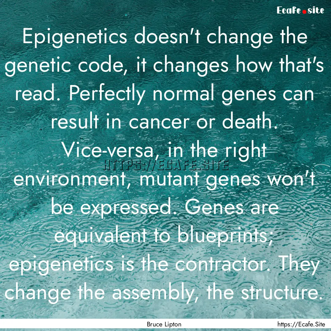 Epigenetics doesn't change the genetic code,.... : Quote by Bruce Lipton