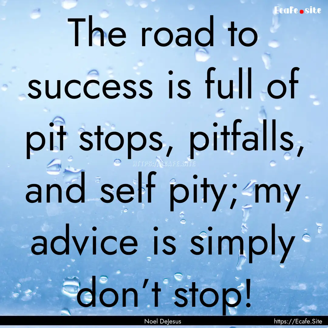 The road to success is full of pit stops,.... : Quote by Noel DeJesus