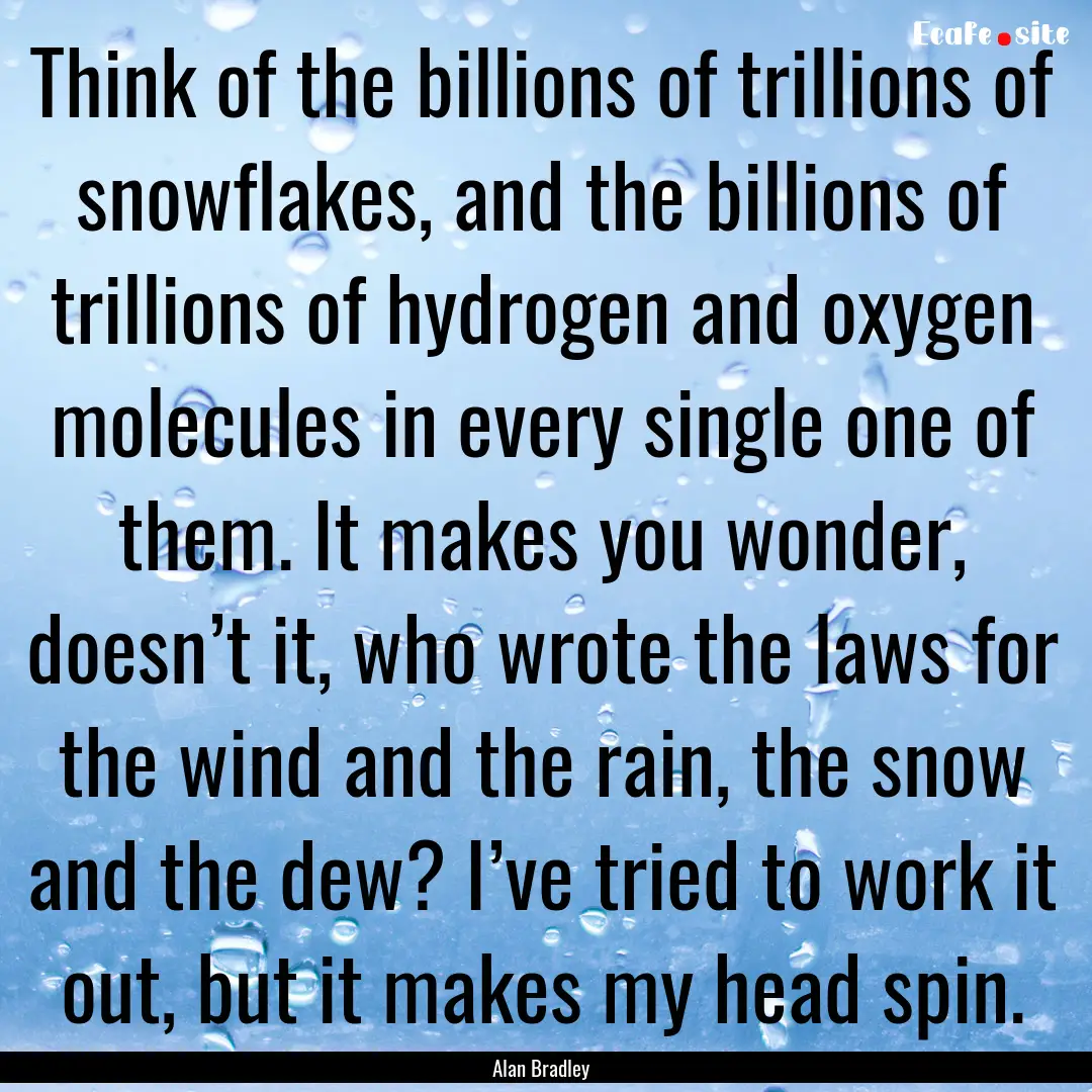 Think of the billions of trillions of snowflakes,.... : Quote by Alan Bradley