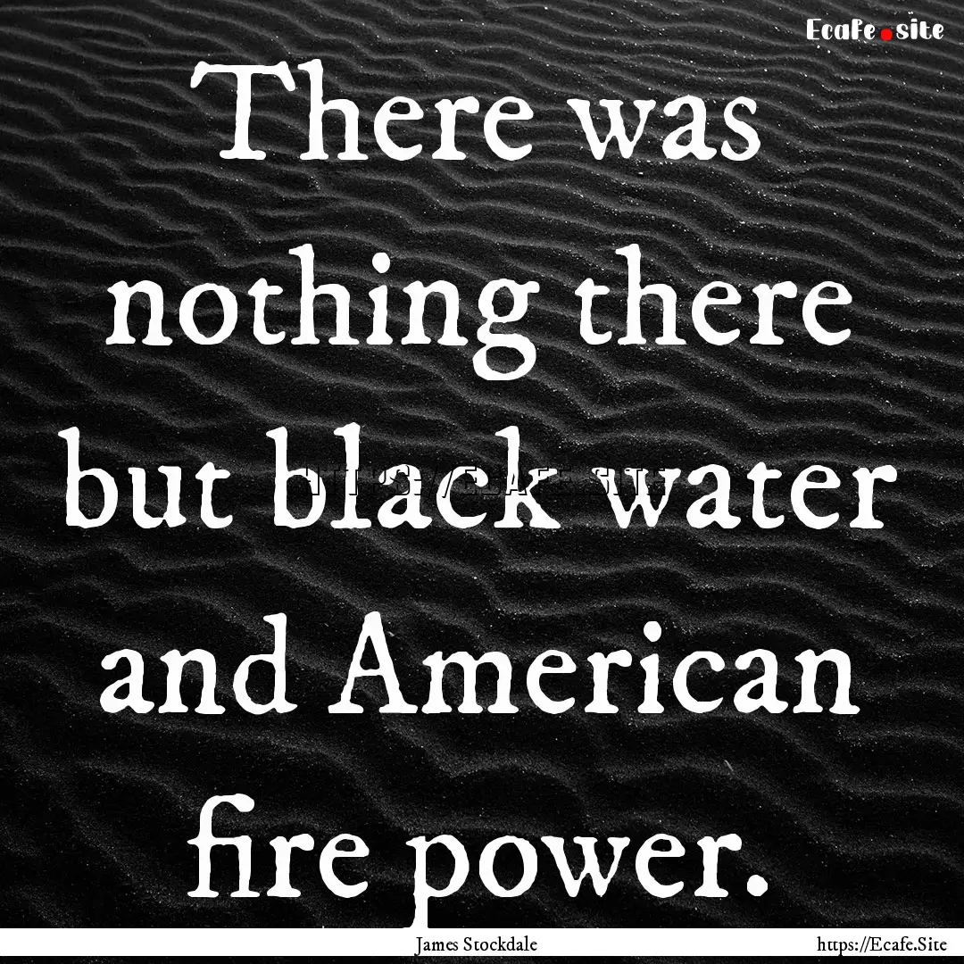 There was nothing there but black water and.... : Quote by James Stockdale