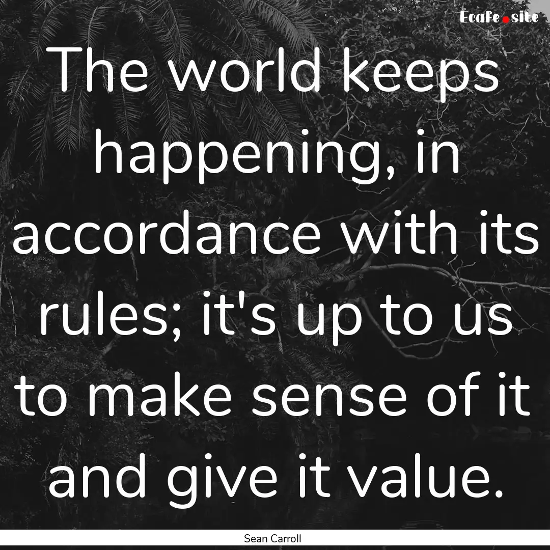 The world keeps happening, in accordance.... : Quote by Sean Carroll