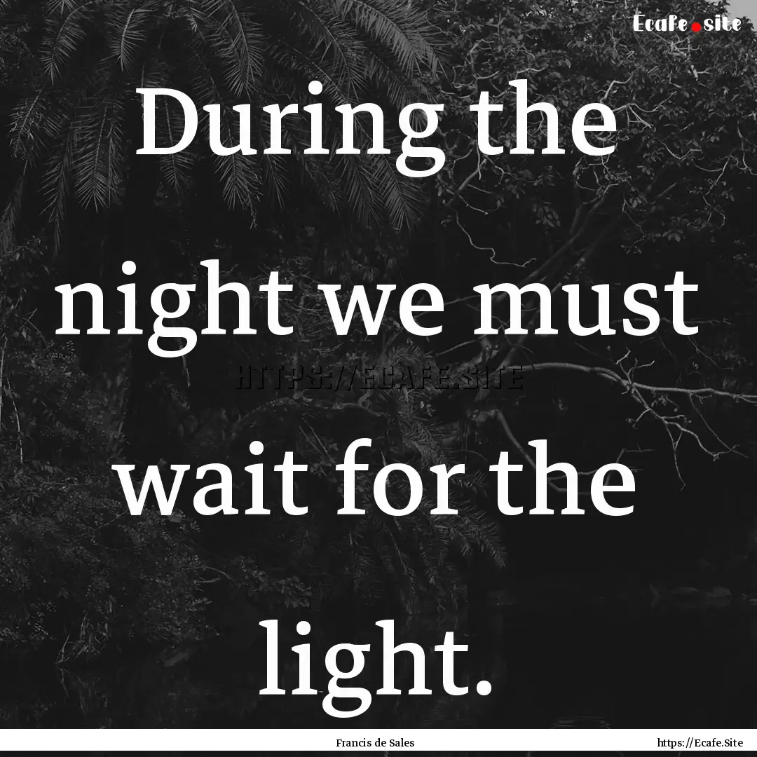 During the night we must wait for the light..... : Quote by Francis de Sales