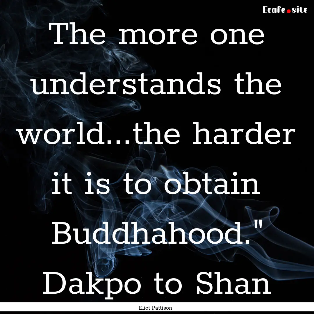 The more one understands the world...the.... : Quote by Eliot Pattison