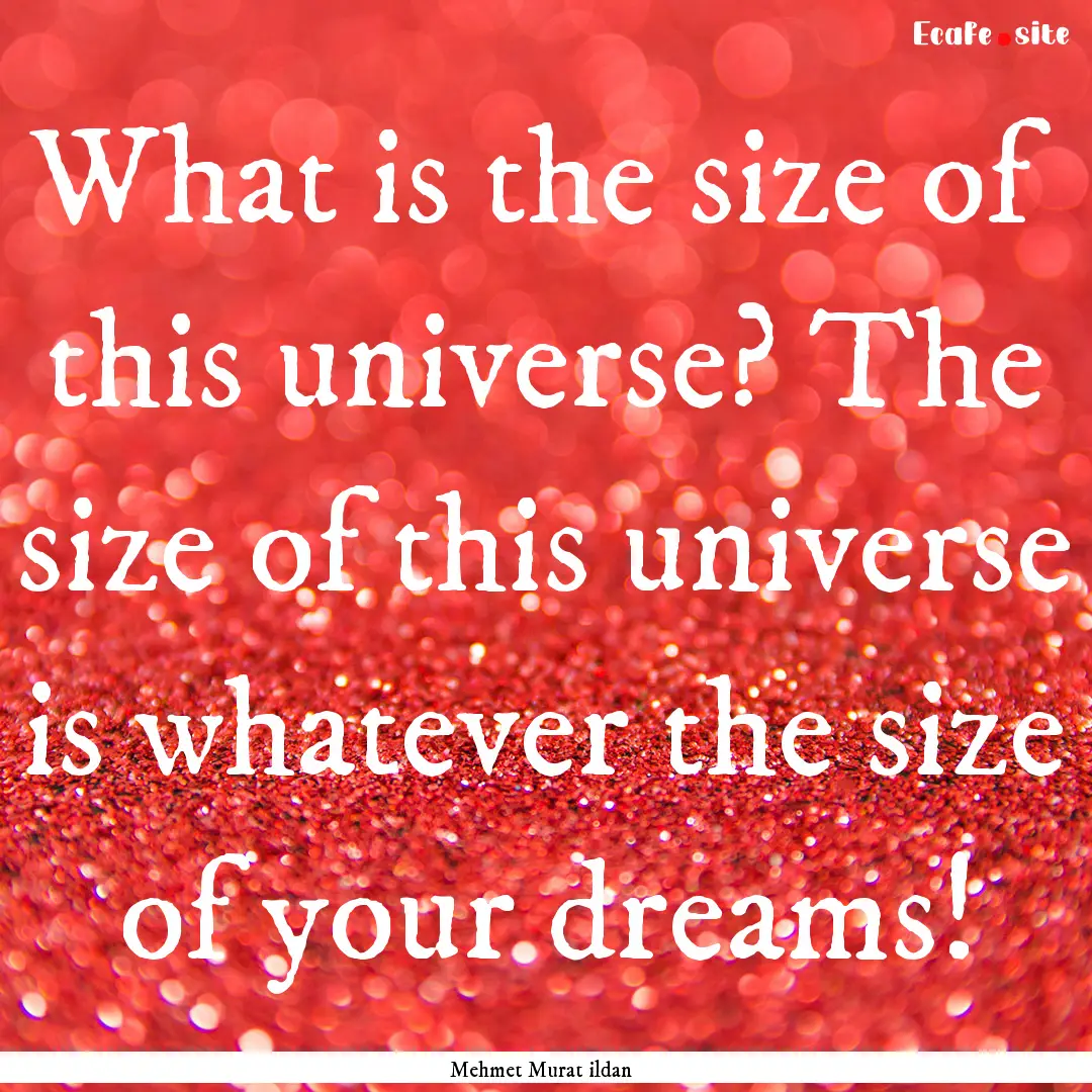 What is the size of this universe? The size.... : Quote by Mehmet Murat ildan