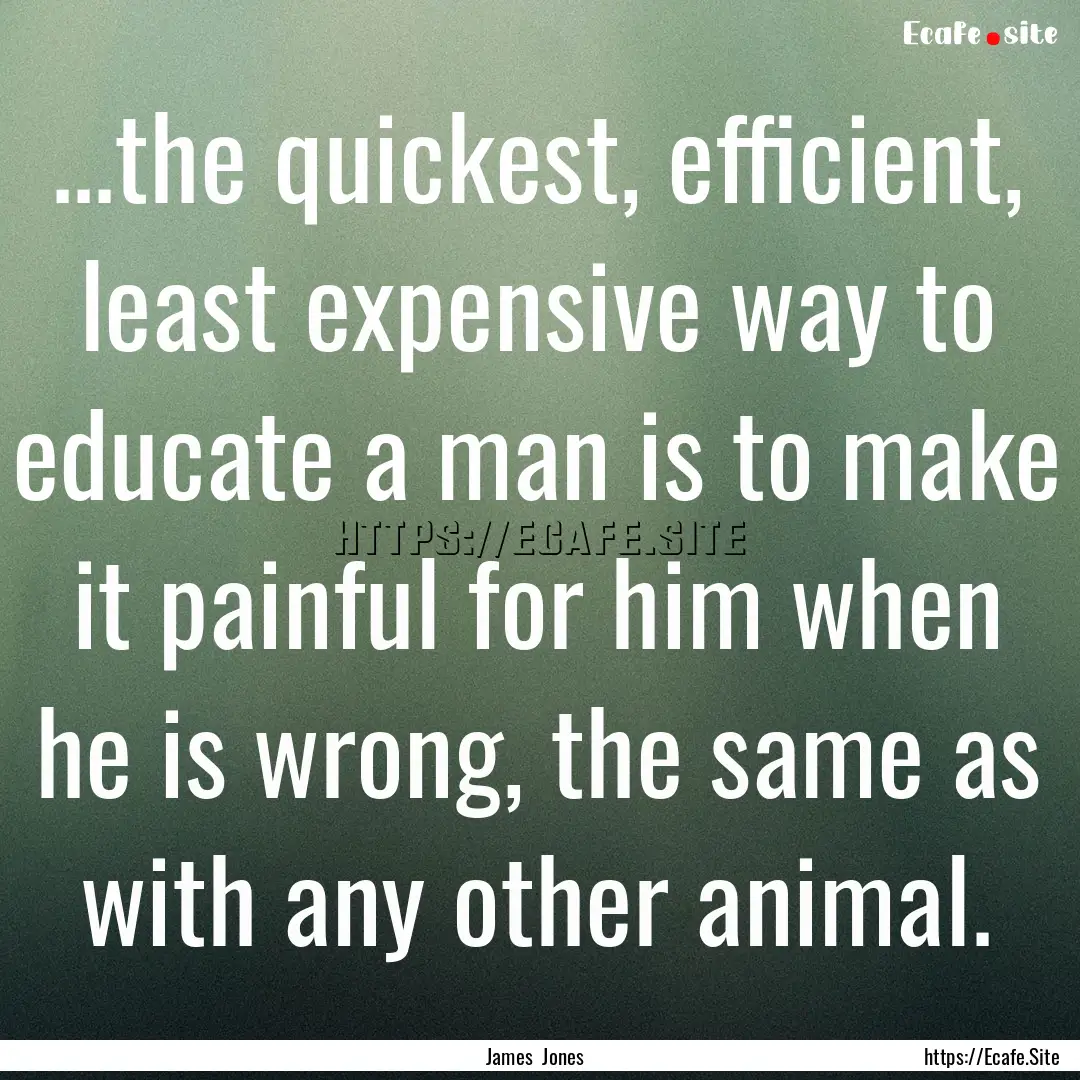 ...the quickest, efficient, least expensive.... : Quote by James Jones