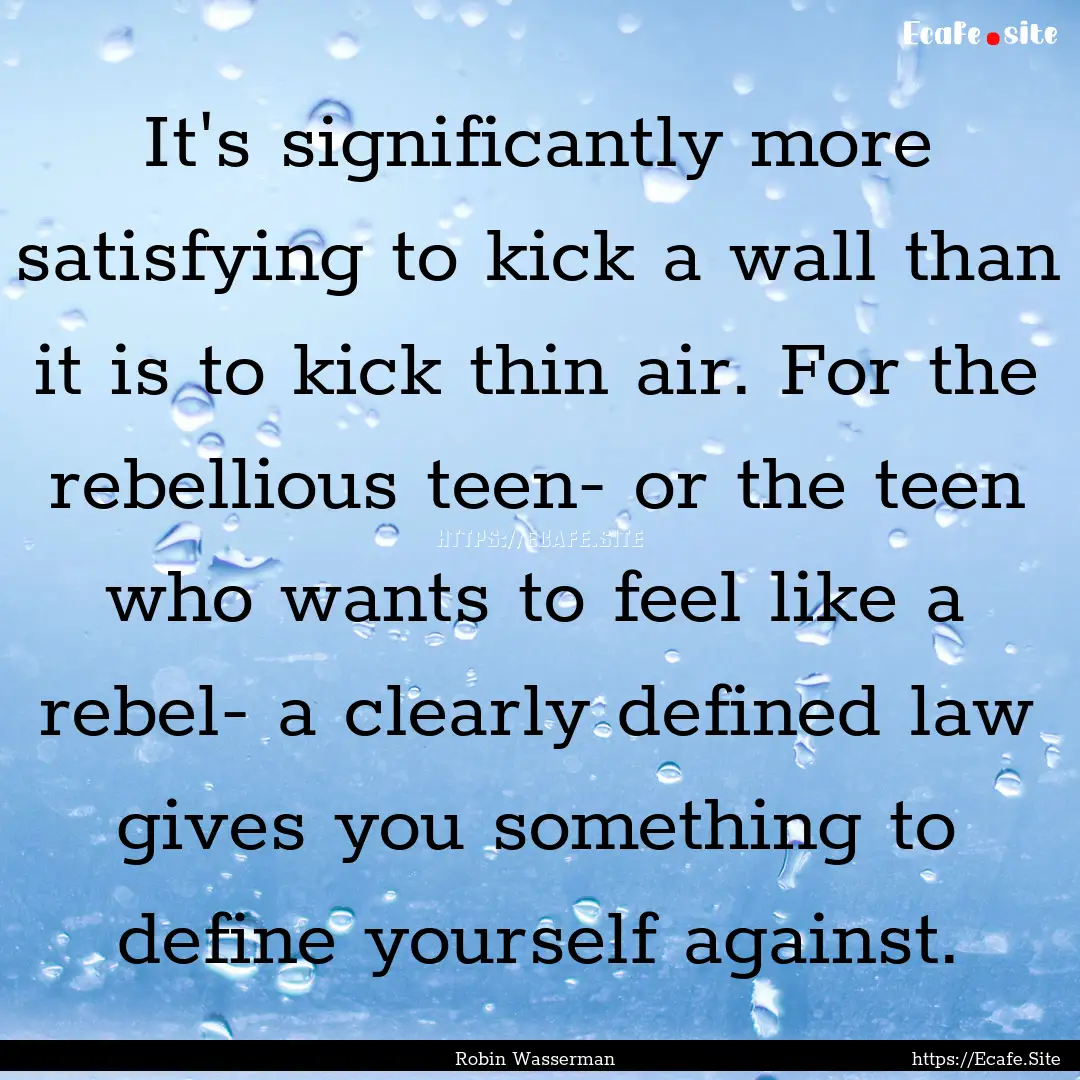 It's significantly more satisfying to kick.... : Quote by Robin Wasserman