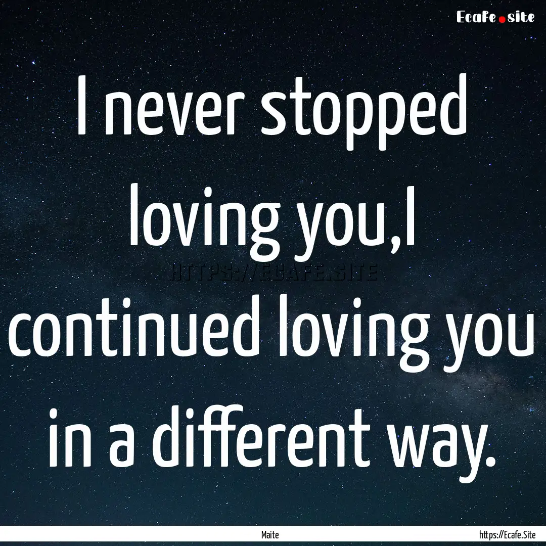 I never stopped loving you,I continued loving.... : Quote by Maite