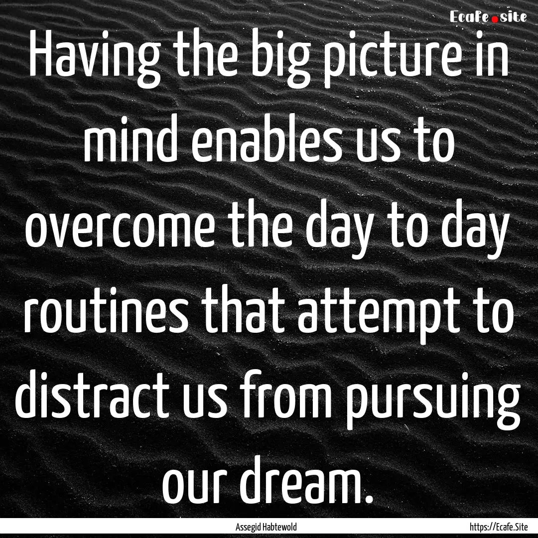 Having the big picture in mind enables us.... : Quote by Assegid Habtewold