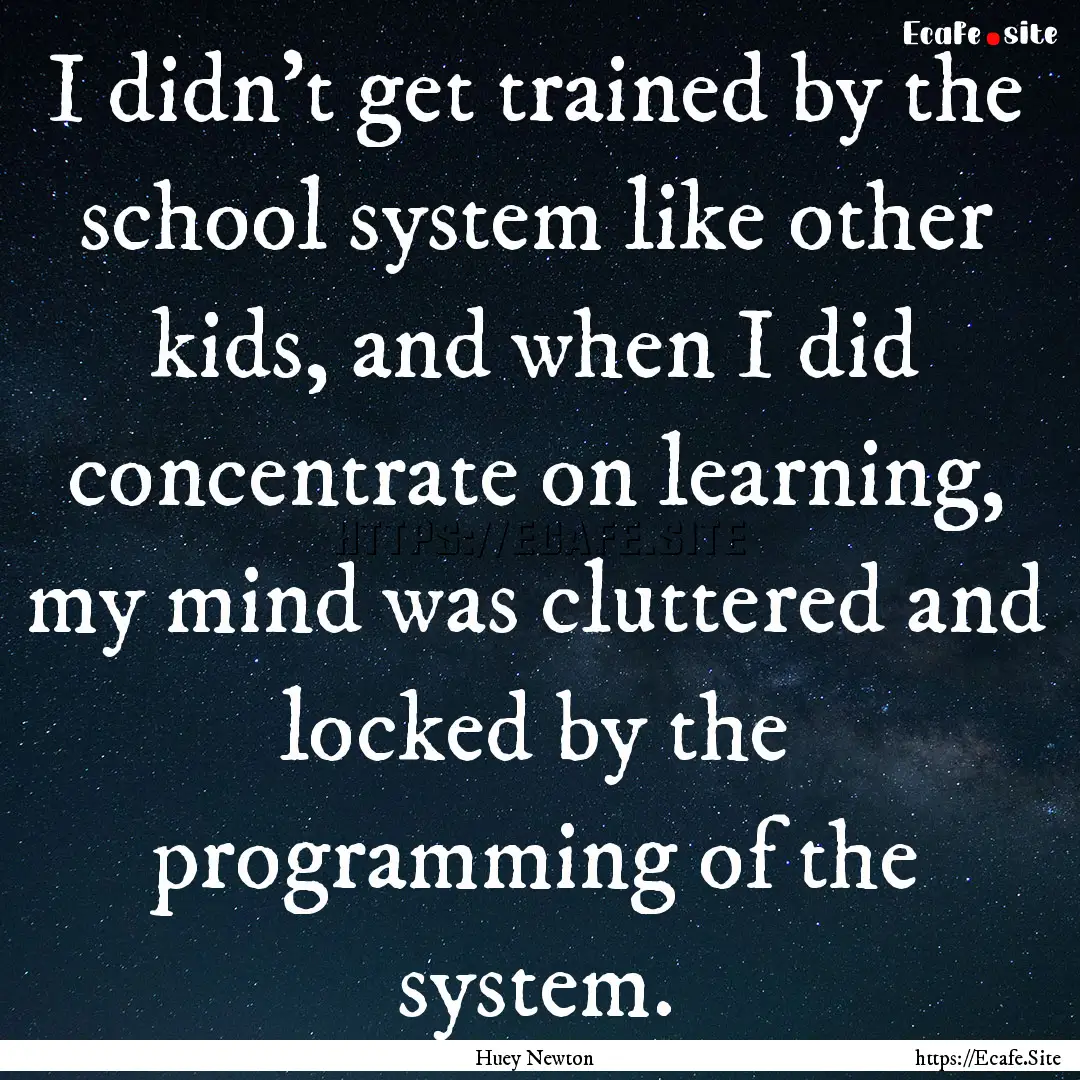 I didn't get trained by the school system.... : Quote by Huey Newton