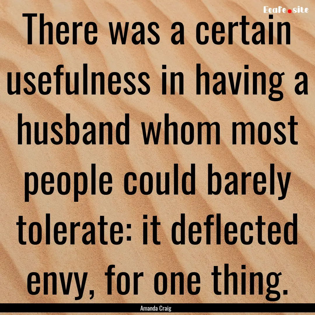 There was a certain usefulness in having.... : Quote by Amanda Craig