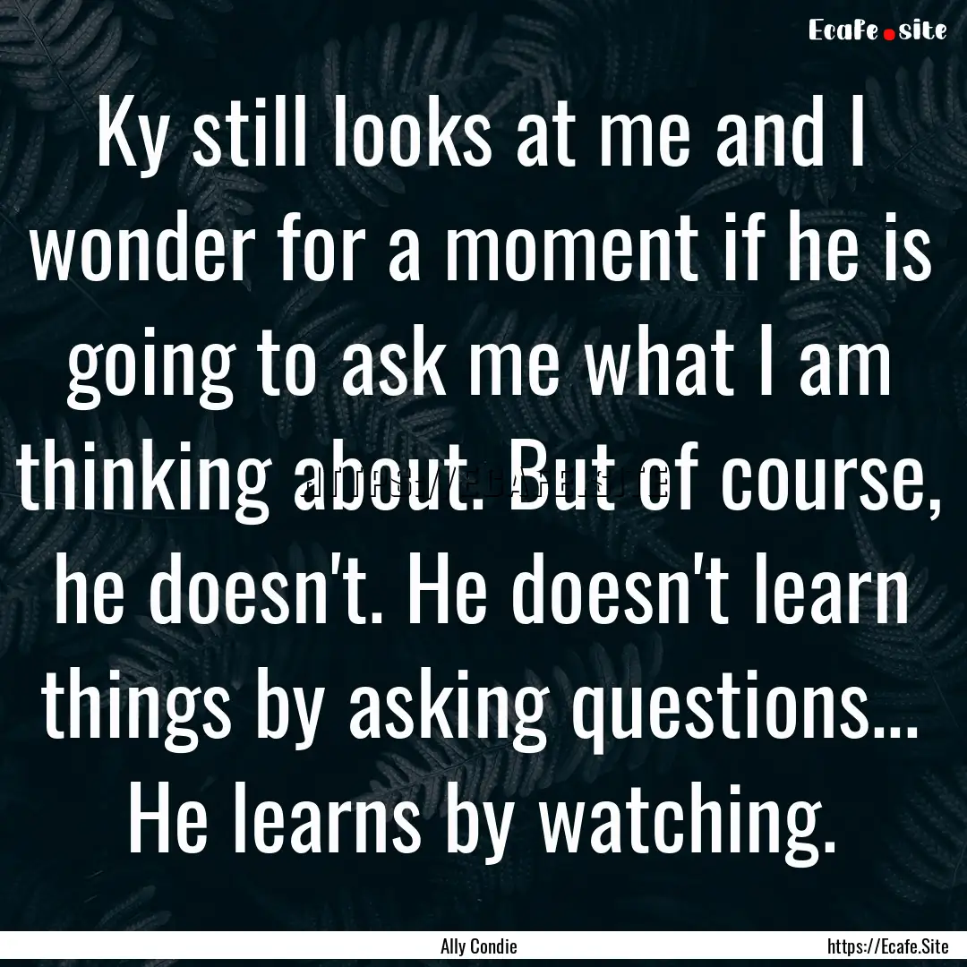 Ky still looks at me and I wonder for a moment.... : Quote by Ally Condie