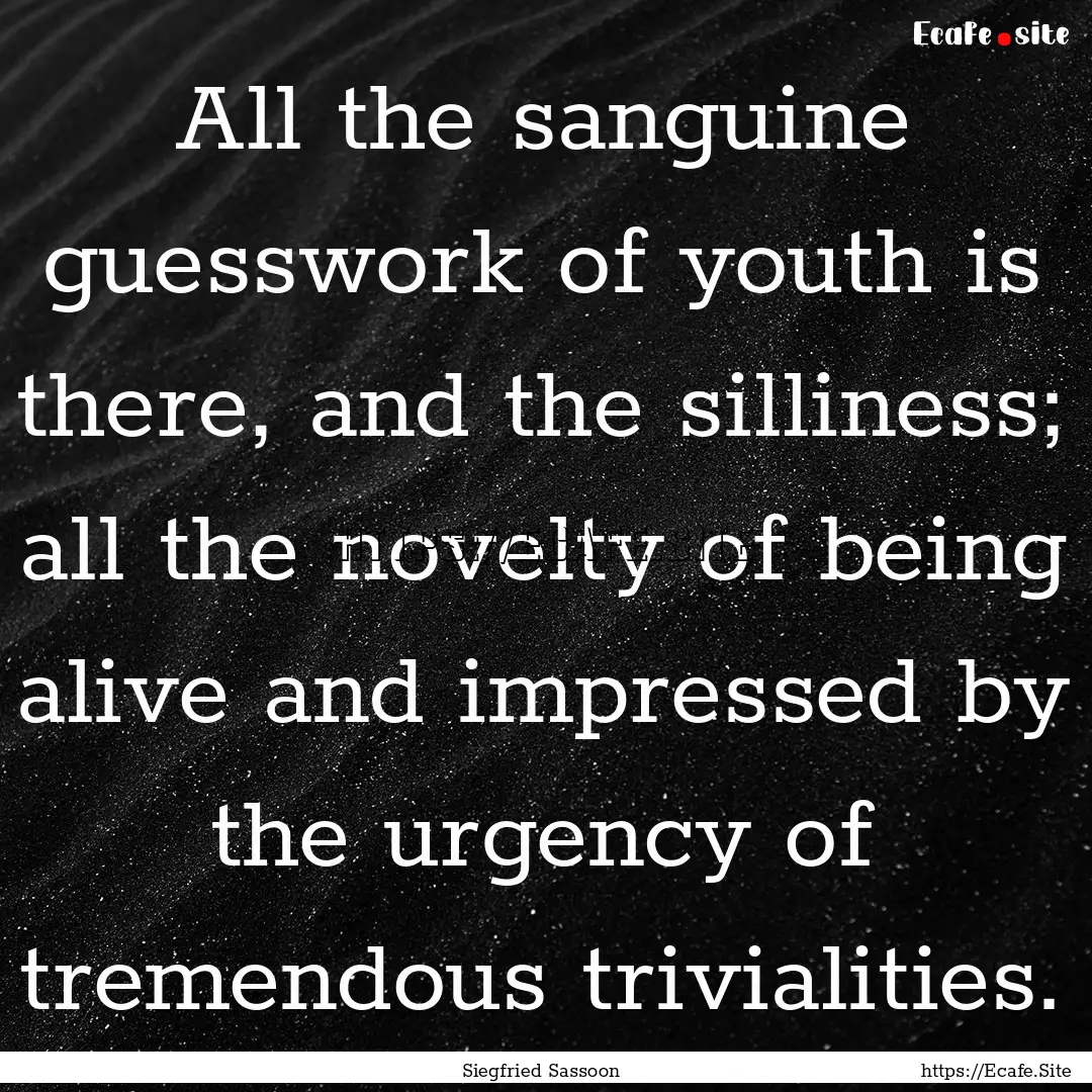 All the sanguine guesswork of youth is there,.... : Quote by Siegfried Sassoon