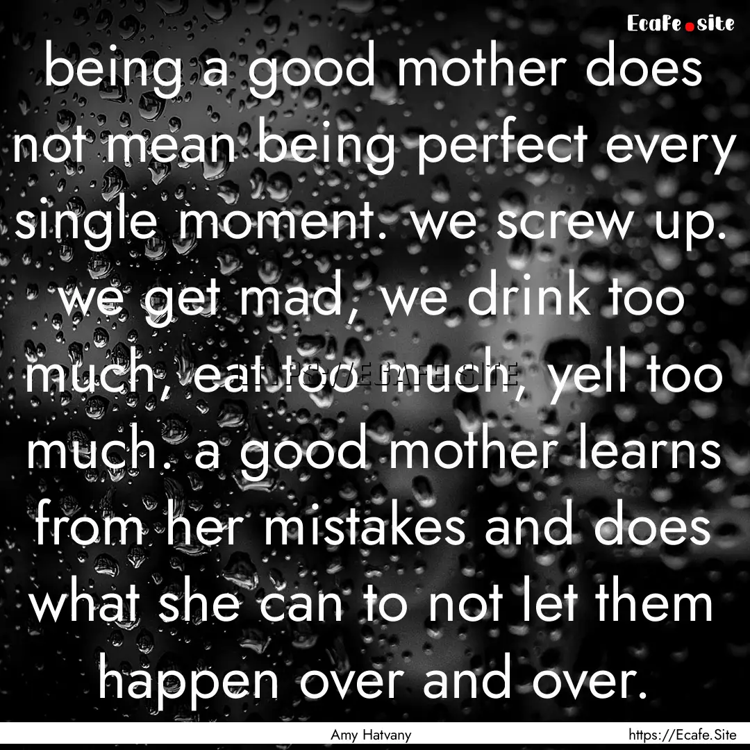 being a good mother does not mean being perfect.... : Quote by Amy Hatvany