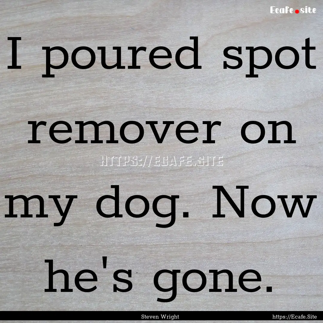 I poured spot remover on my dog. Now he's.... : Quote by Steven Wright