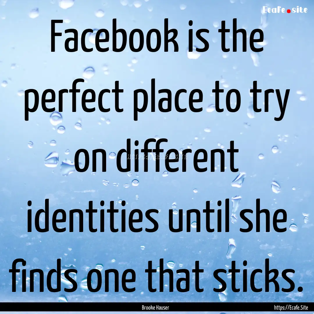 Facebook is the perfect place to try on different.... : Quote by Brooke Hauser