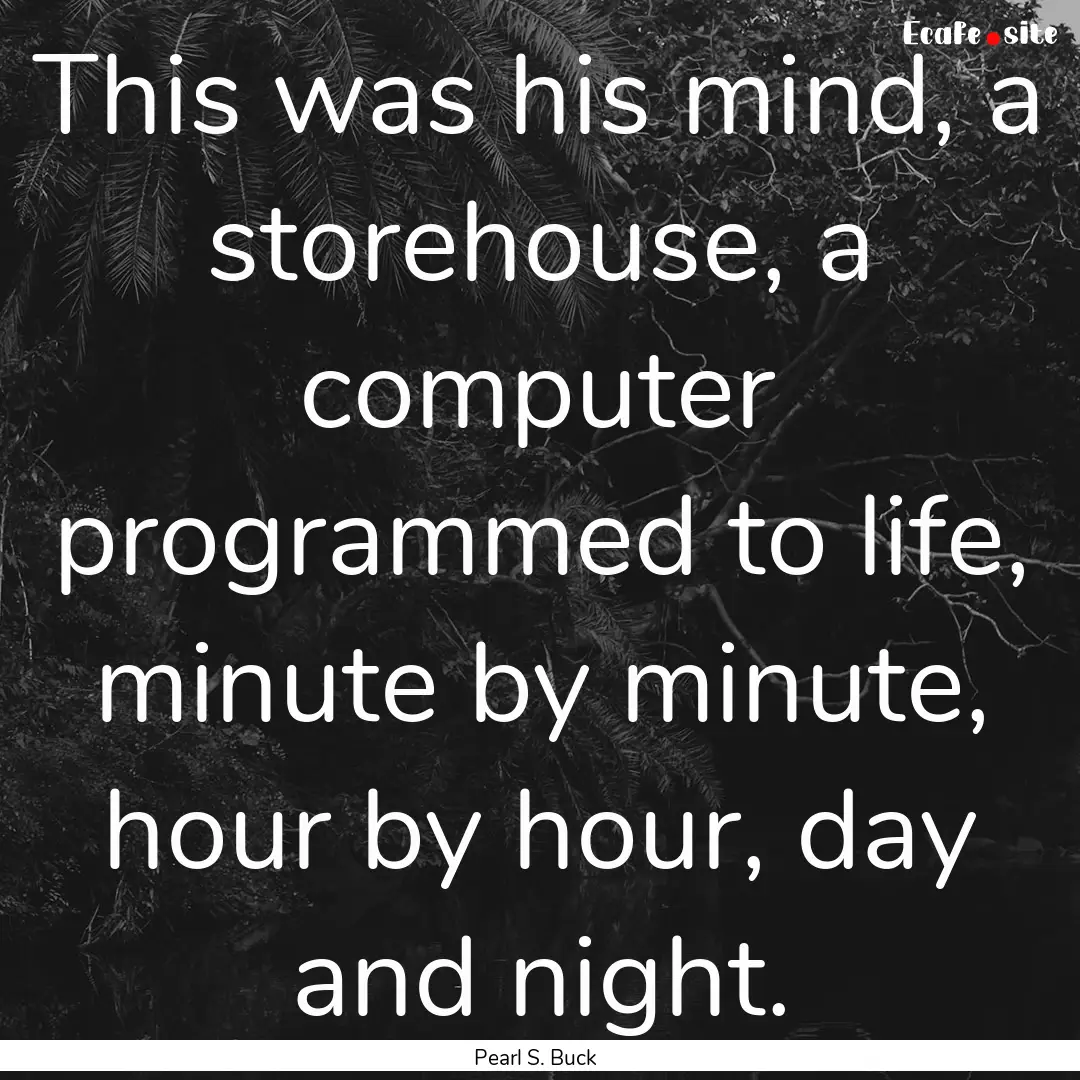 This was his mind, a storehouse, a computer.... : Quote by Pearl S. Buck