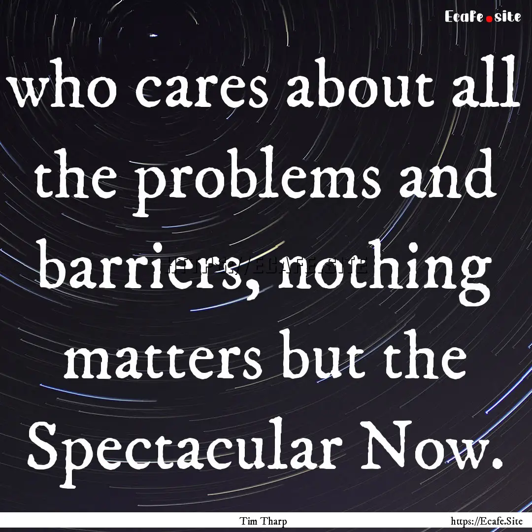 who cares about all the problems and barriers,.... : Quote by Tim Tharp