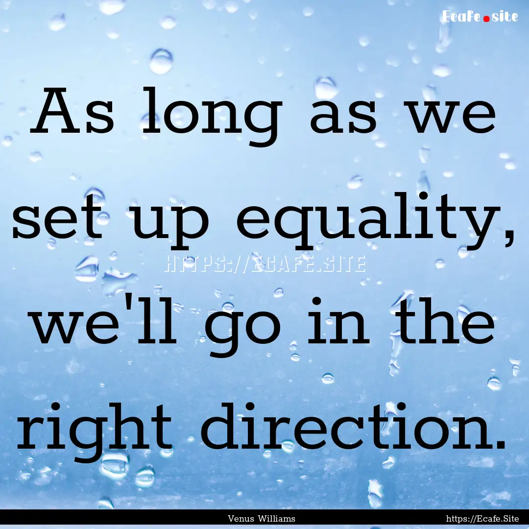 As long as we set up equality, we'll go in.... : Quote by Venus Williams