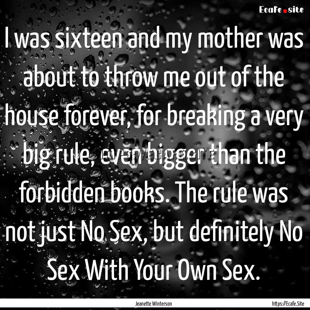 I was sixteen and my mother was about to.... : Quote by Jeanette Winterson