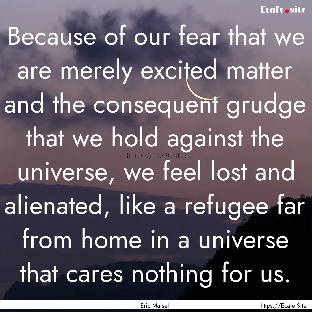 Because of our fear that we are merely excited.... : Quote by Eric Maisel