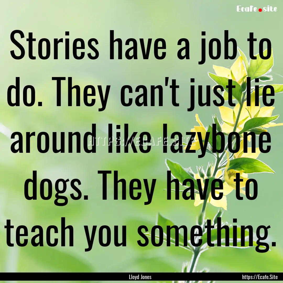 Stories have a job to do. They can't just.... : Quote by Lloyd Jones