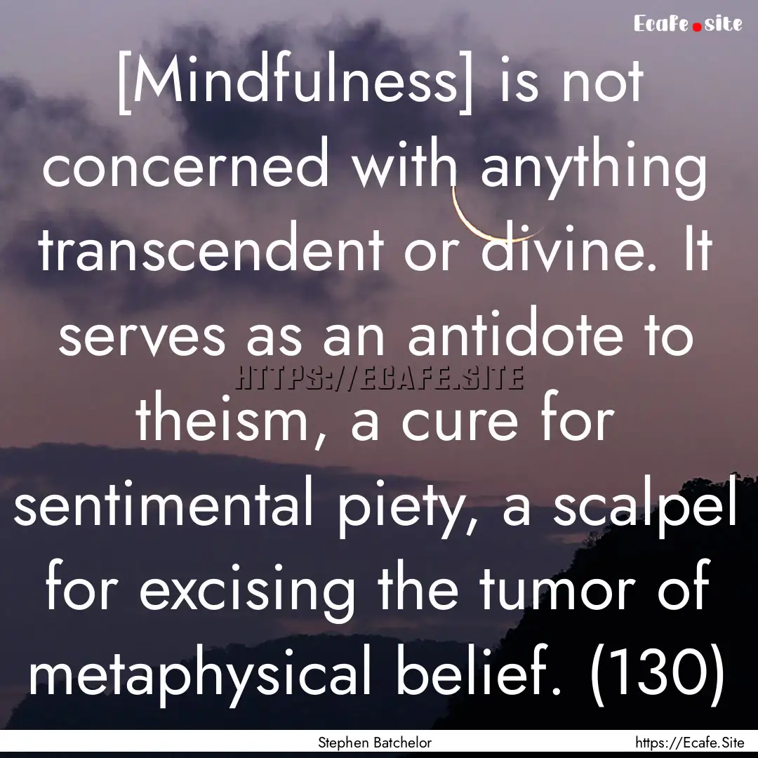 [Mindfulness] is not concerned with anything.... : Quote by Stephen Batchelor