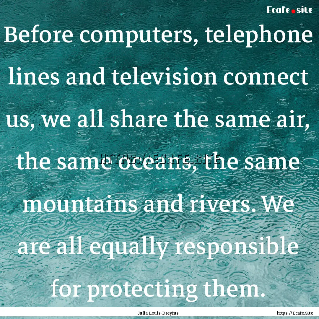 Before computers, telephone lines and television.... : Quote by Julia Louis-Dreyfus