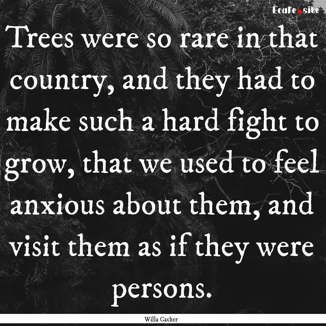 Trees were so rare in that country, and they.... : Quote by Willa Cather