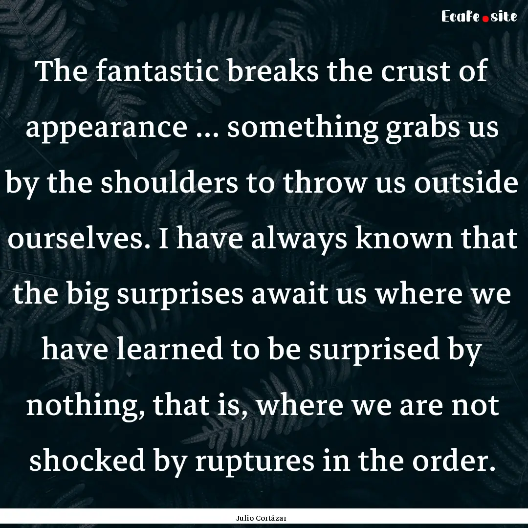 The fantastic breaks the crust of appearance.... : Quote by Julio Cortázar