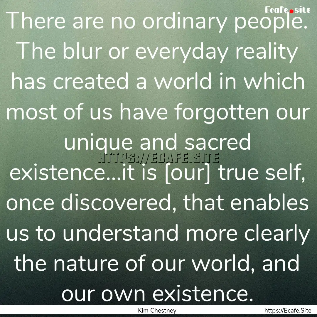 There are no ordinary people. The blur or.... : Quote by Kim Chestney