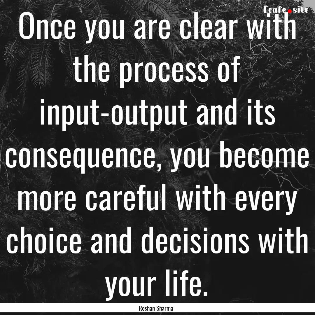 Once you are clear with the process of input-output.... : Quote by Roshan Sharma