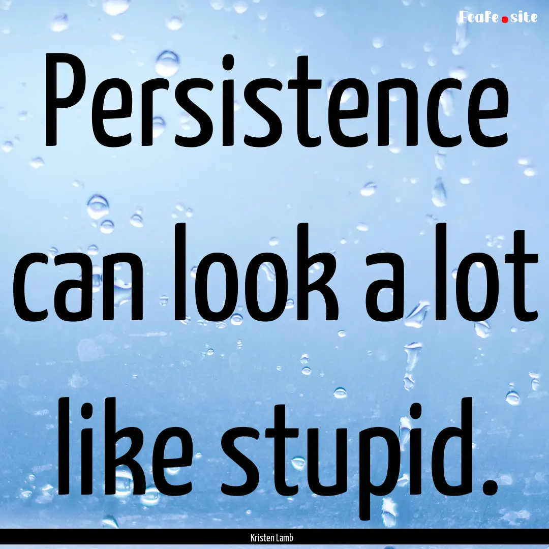 Persistence can look a lot like stupid. : Quote by Kristen Lamb