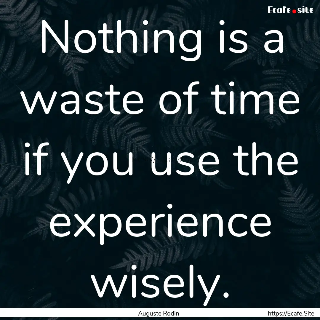 Nothing is a waste of time if you use the.... : Quote by Auguste Rodin